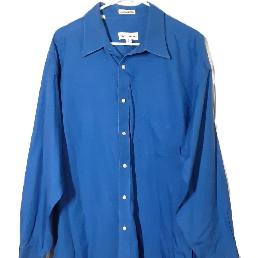 Pronto Uomo Men's Dress Shirt Size 18 34/35. Long Sleeve, Button down